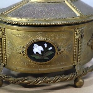 Pietra Dura Bronze Casket Box